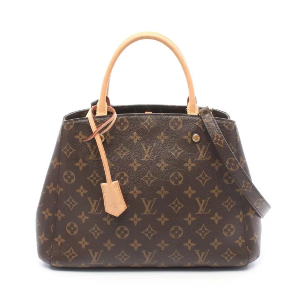 Louis Vuitton Montaigne Monogram Handbag Canvas Leather Brown